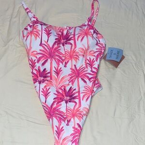 Shade & Shore Pink Palm-Print Girls' One-Piece Swimsuit